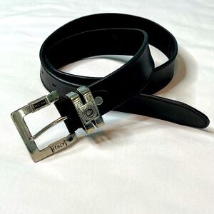 Milan Italy Black Leather Men's Belt.